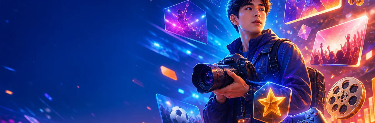 Banner tin tức giải trí Alo789 với bảng tin phát sáng và phóng viên trẻ